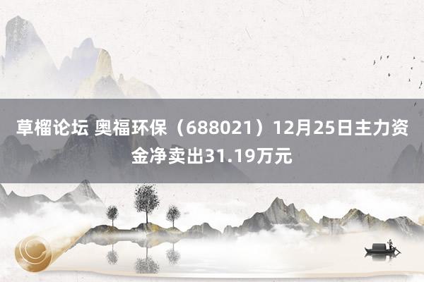 草榴论坛 奥福环保（688021）12月25日主力资金净卖出31.19万元