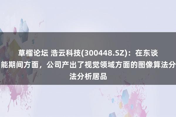 草榴论坛 浩云科技(300448.SZ)：在东谈主工智能期间方面，公司产出了视觉领域方面的图像算法分析居品