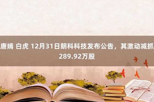 唐嫣 白虎 12月31日朗科科技发布公告，其激动减抓289.92万股