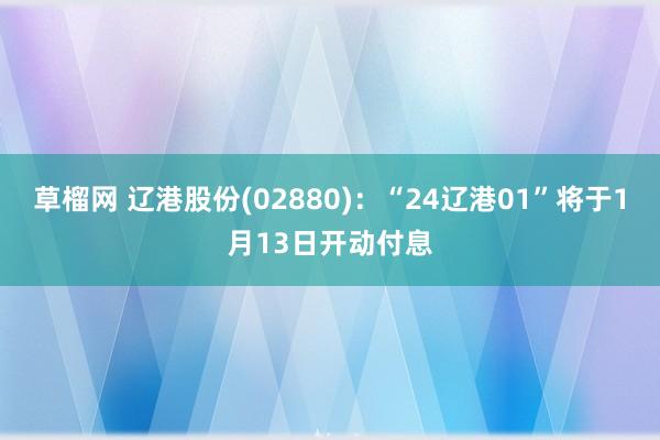草榴网 辽港股份(02880)：“24辽港01”将于1月13日开动付息