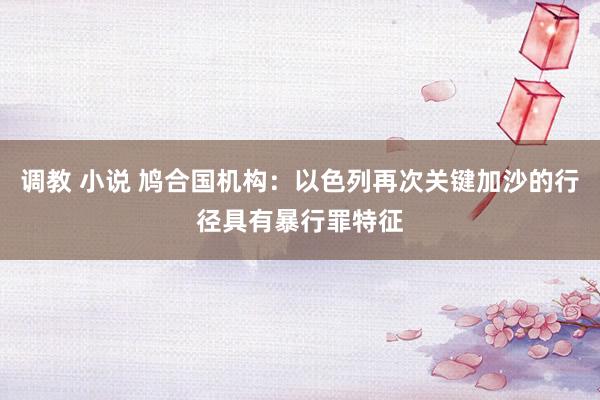 调教 小说 鸠合国机构：以色列再次关键加沙的行径具有暴行罪特征