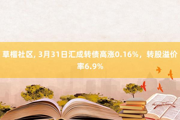 草榴社区, 3月31日汇成转债高涨0.16%,转股溢价率6.9%