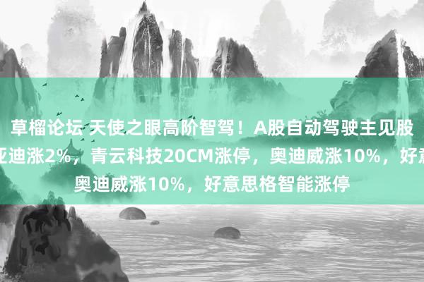 草榴论坛 天使之眼高阶智驾！A股自动驾驶主见股集体走强，比亚迪涨2%，青云科技20CM涨停，奥迪威涨10%，好意思格智能涨停