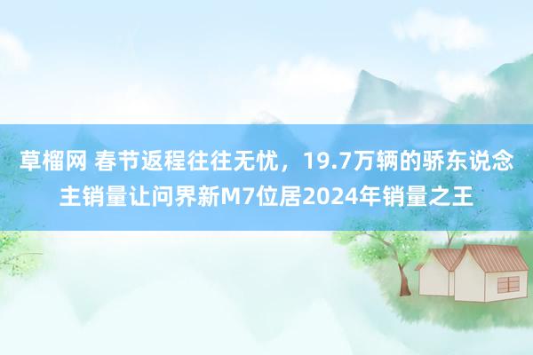草榴网 春节返程往往无忧，19.7万辆的骄东说念主销量让问界新M7位居2024年销量之王