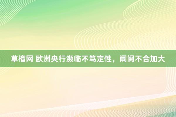 草榴网 欧洲央行濒临不笃定性，阛阓不合加大