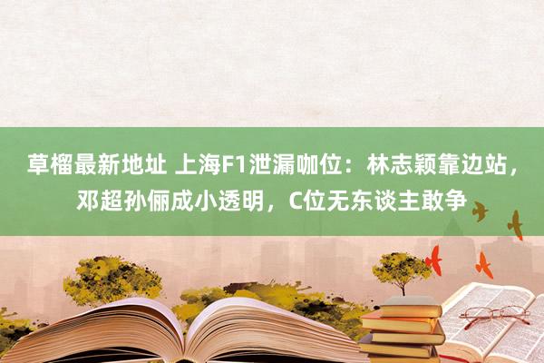 草榴最新地址 上海F1泄漏咖位：林志颖靠边站，邓超孙俪成小透明，C位无东谈主敢争
