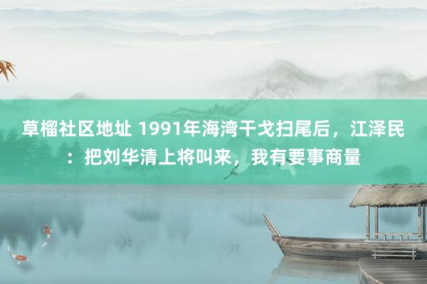 草榴社区地址 1991年海湾干戈扫尾后，江泽民：把刘华清上将叫来，我有要事商量