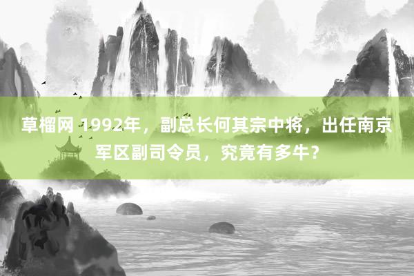 草榴网 1992年，副总长何其宗中将，出任南京军区副司令员，究竟有多牛？