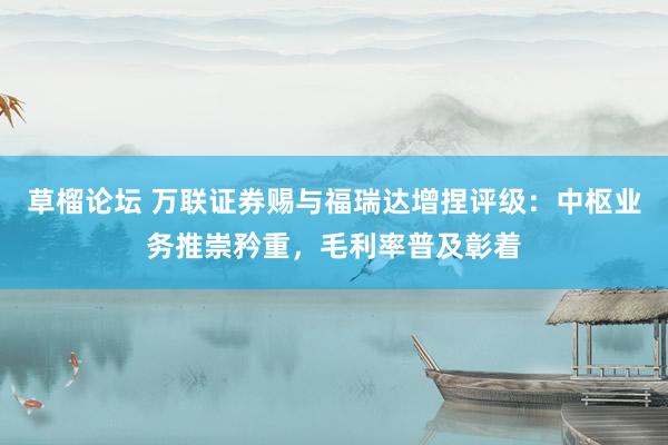 草榴论坛 万联证券赐与福瑞达增捏评级：中枢业务推崇矜重，毛利率普及彰着