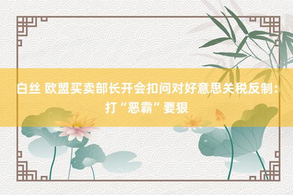 白丝 欧盟买卖部长开会扣问对好意思关税反制：打“恶霸”要狠