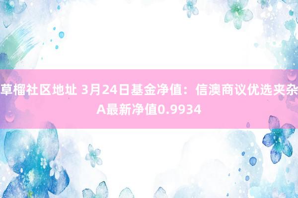 草榴社区地址 3月24日基金净值：信澳商议优选夹杂A最新净值0.9934