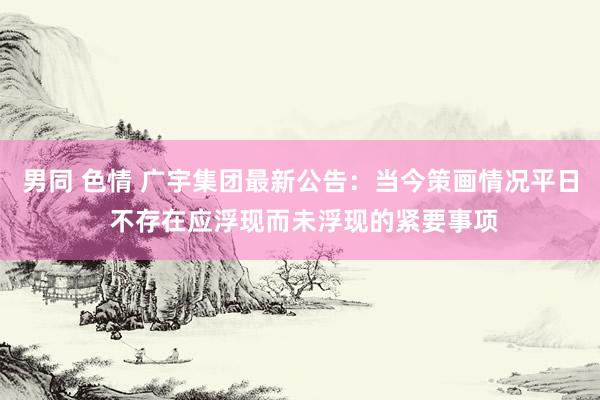 男同 色情 广宇集团最新公告：当今策画情况平日 不存在应浮现而未浮现的紧要事项