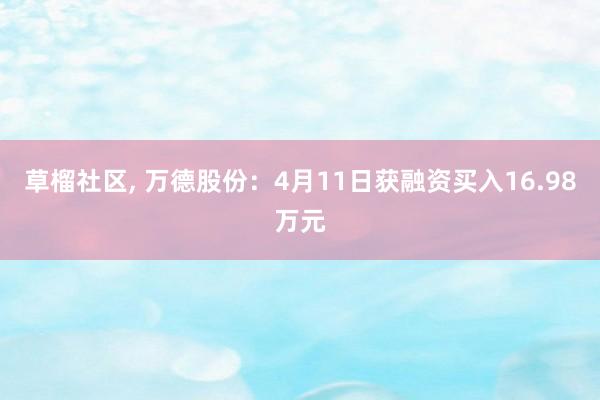 草榴社区， 万德股份：4月11日获融资买入16.98万元