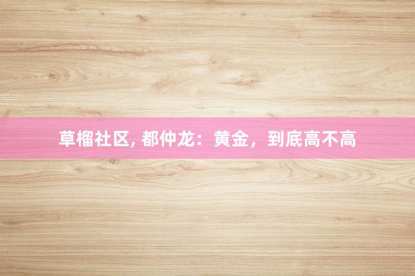 草榴社区， 都仲龙：黄金，到底高不高