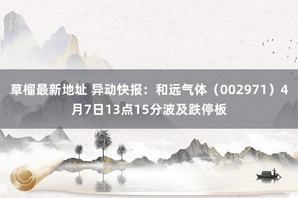 草榴最新地址 异动快报：和远气体（002971）4月7日13点15分波及跌停板