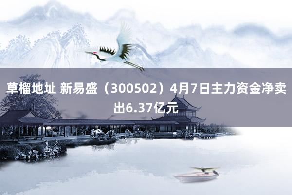 草榴地址 新易盛（300502）4月7日主力资金净卖出6.37亿元