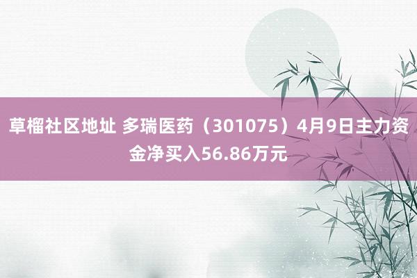 草榴社区地址 多瑞医药（301075）4月9日主力资金净买入56.86万元