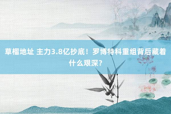草榴地址 主力3.8亿抄底！罗博特科重组背后藏着什么艰深？