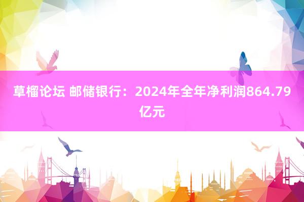 草榴论坛 邮储银行：2024年全年净利润864.79亿元