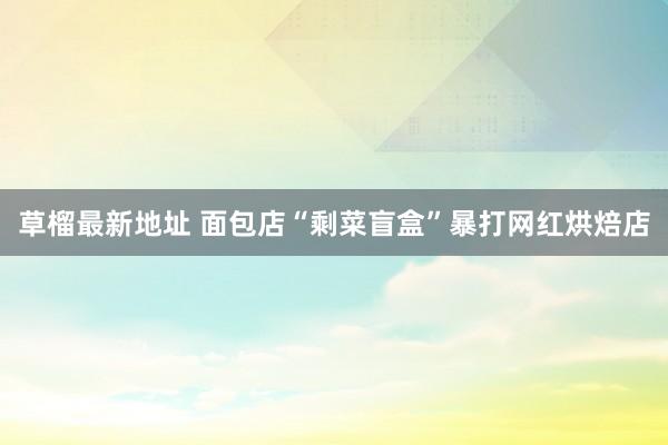 草榴最新地址 面包店“剩菜盲盒”暴打网红烘焙店