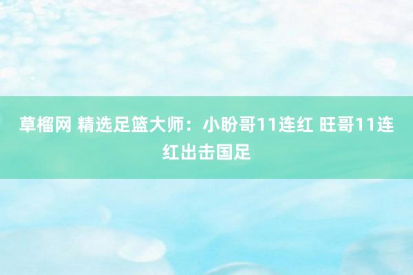 草榴网 精选足篮大师：小盼哥11连红 旺哥11连红出击国足